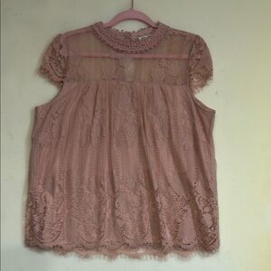Elegant Lace Pink Top